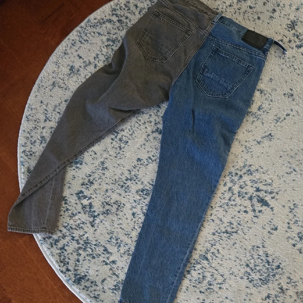 Pacsun Blue and Grey Skinny Jeans with Contrast Design